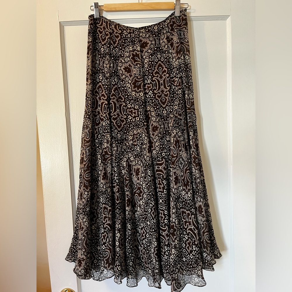 SALE!! Vintage Y2K Jones New York Black and Brown Paisley boho Maxi Skirt